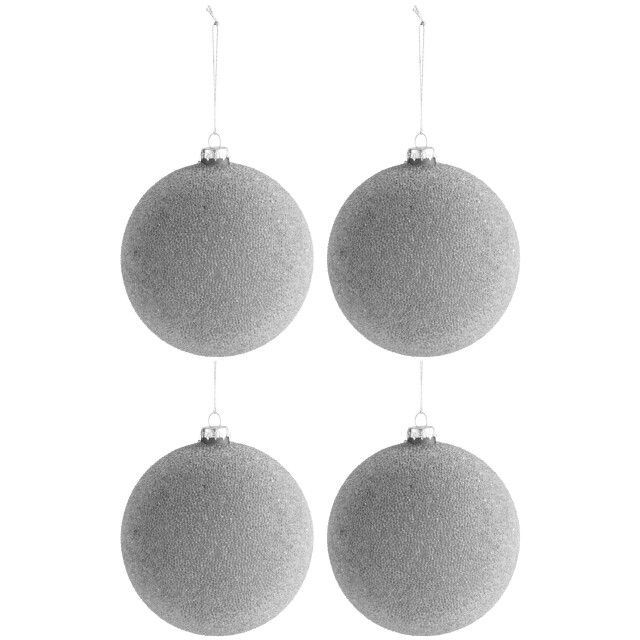 J-Line doos van 4 kerstbal parels glas mat large 12x12x12cm 3010907 large