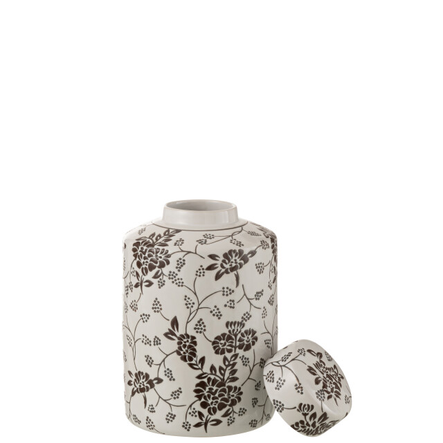J-Line kan decoratief zen porselein wit/zwart large 20x20x30.5cm 3002625 large