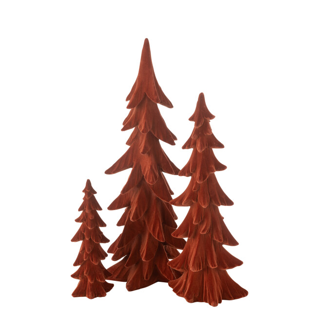 J-Line denneboom resine velours bordeaux large 16.5x15.5x44cm 3002250 large