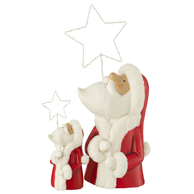 J-Line kerstman led ster resin wit/rood large 23x23x67cm 3009668 large