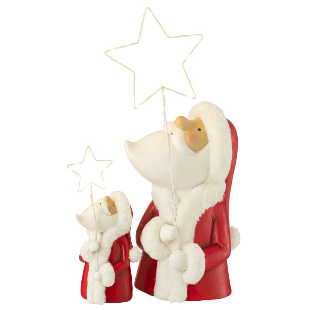 J-Line kerstman led ster resin wit/rood large 23x23x67cm 3009668 large