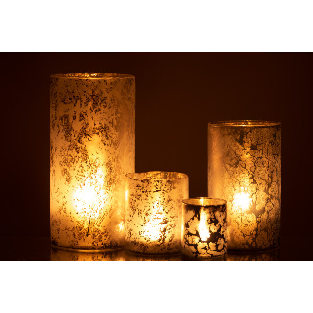 J-Line theelichthouder rond glas sneeuw extralarge 17.5x17.5x35cm 3013910 large