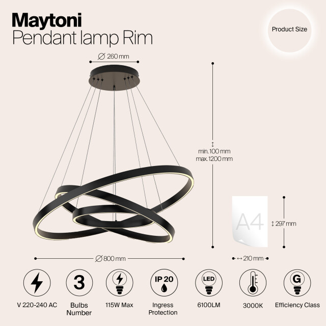 Maytoni hanglamp rim - Ø80 2994479 large