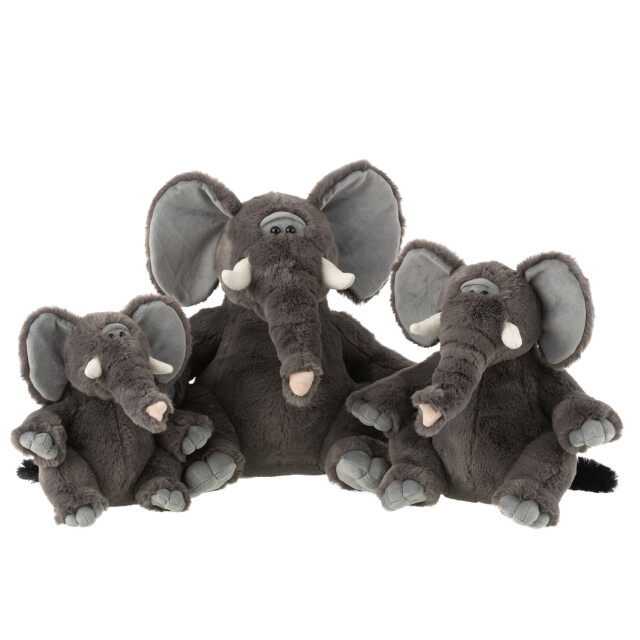 J-Line elephant plush polyester grey large 38x36x40cm 3010141 large