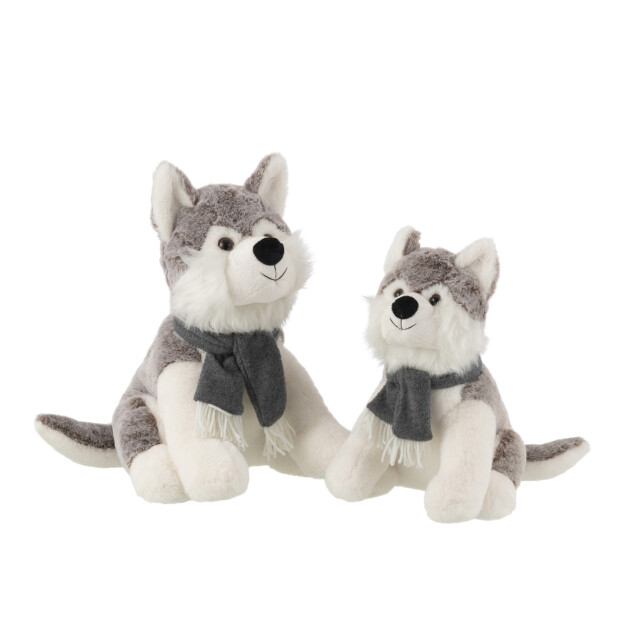 J-Line husky+scarf plush polyester grey large 40x25x35cm 3010139 large