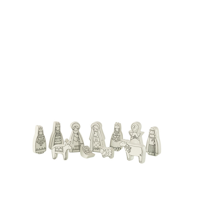 J-Line kerststal 11delig dolomite /zwart small 5x2x9cm 3015477 large