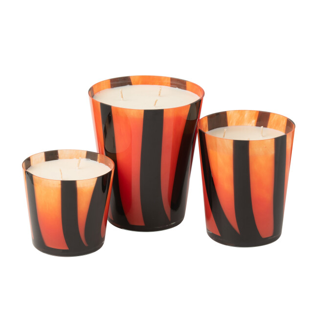 J-Line geurkaars noa strepen oranje large-95u 17.5x17.5x20cm 3015419 large