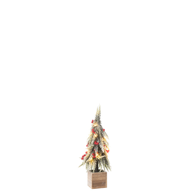 J-Line kerstboom+led kunststof sneeuw groen/ small 13x13x40cm 3010034 large