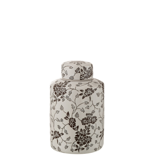 J-Line kan decoratief zen porselein wit/zwart large 20x20x30.5cm 3002625 large