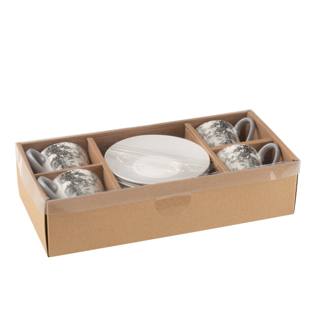 J-Line doos 4 thetassen + schotels rendier cadeaudoos keramiek large - 3015472 large