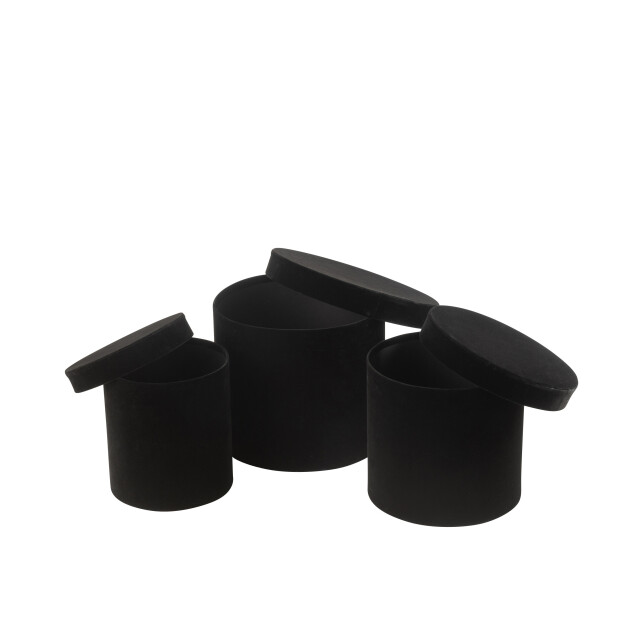 J-Line set van 3 dozen rond fluweel papier 27x27x23cm 3010171 large