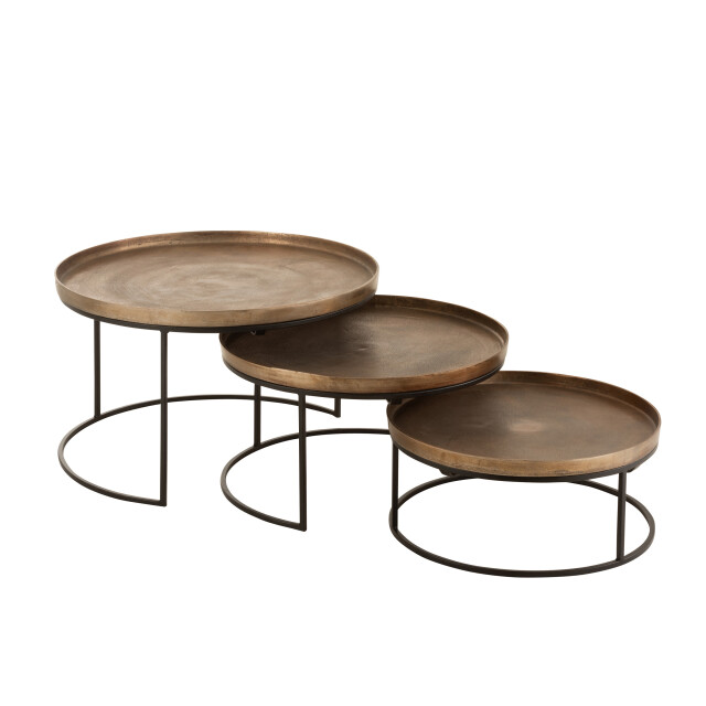 J-Line set van drie bijzettafel rond aluminium roest 76x76x48cm 3003135 large