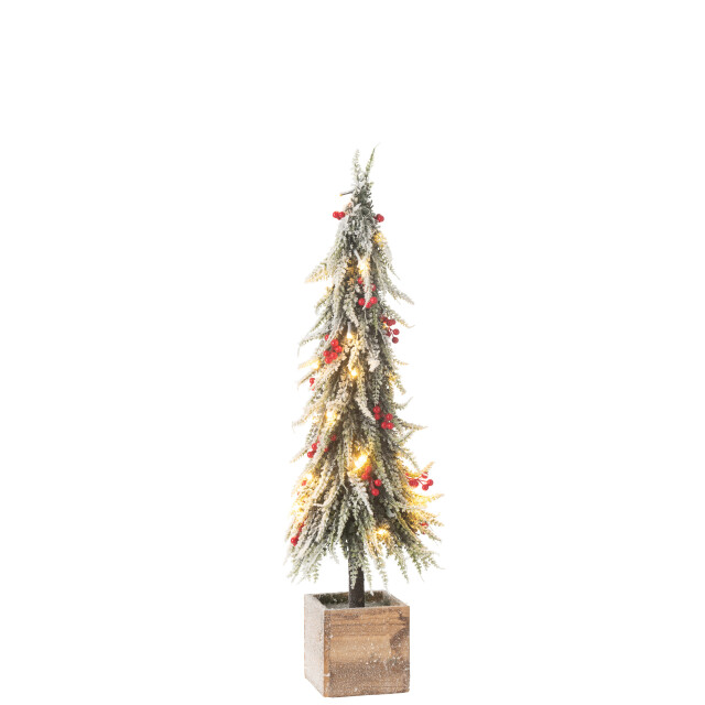 J-Line kerstboom+led kunststof sneeuw groen/ large 18x18x75cm 3010042 large