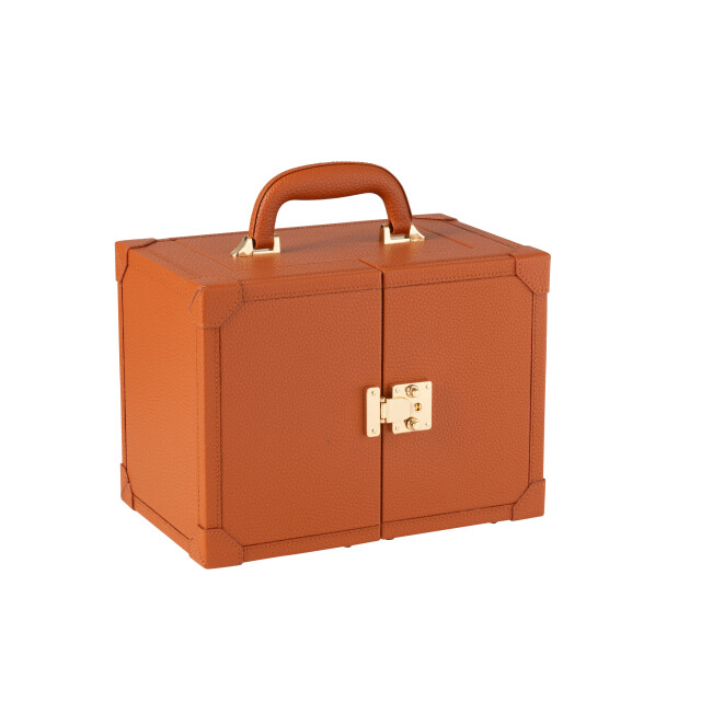 J-Line juwelenkoffer met handvat kunstleder cognac 29.5x18.5x22cm 3009793 large