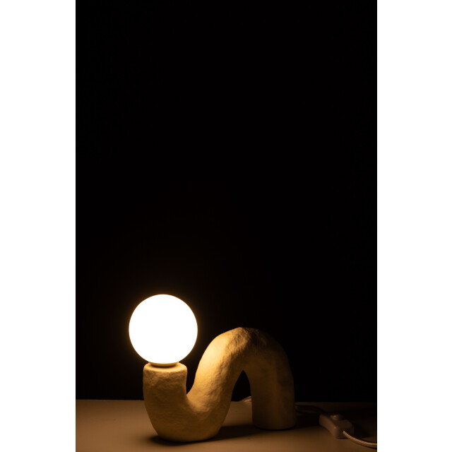 J-Line tafel lamp gekromd glas globe aardewerk 22x8x17cm 3002656 large