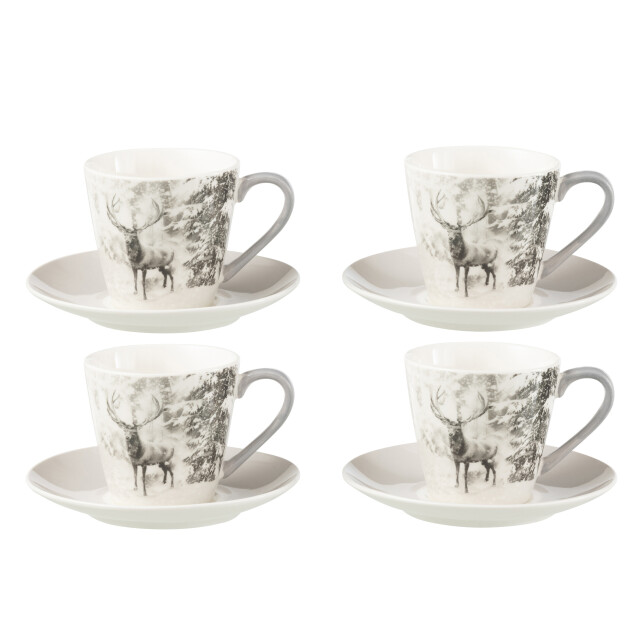 J-Line doos 4 thetassen + schotels rendier cadeaudoos keramiek large - 3015472 large