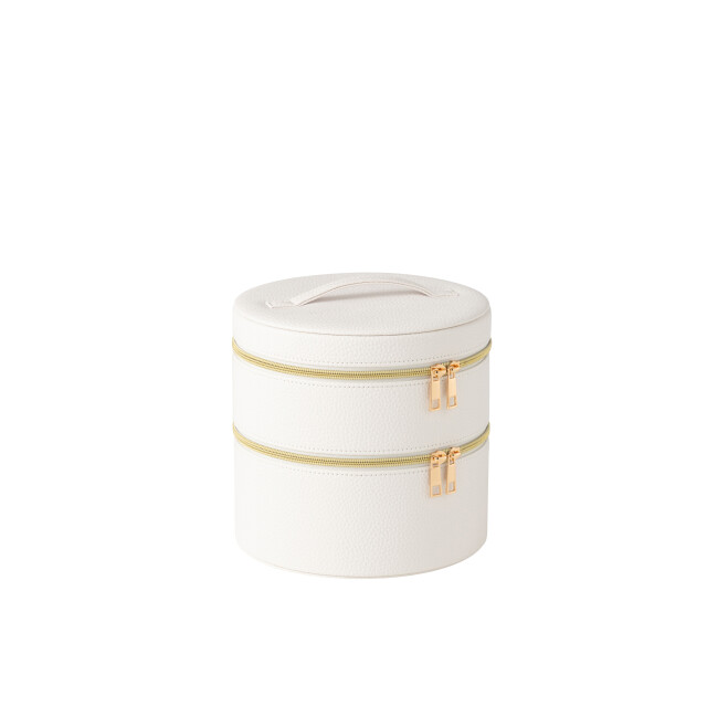 J-Line cosmetica doos rond+spiegel kunstleder 19.5x19.5x19.5cm 3009758 large