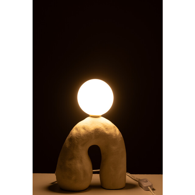 J-Line tafel lamp boog glas globe aardewerk 19.5x11x30cm 3002654 large