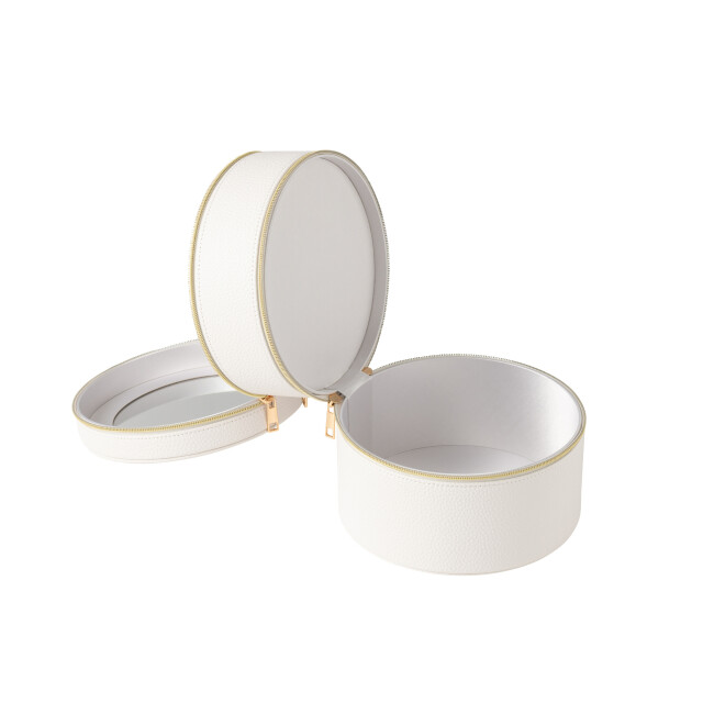 J-Line cosmetica doos rond+spiegel kunstleder 19.5x19.5x19.5cm 3009758 large