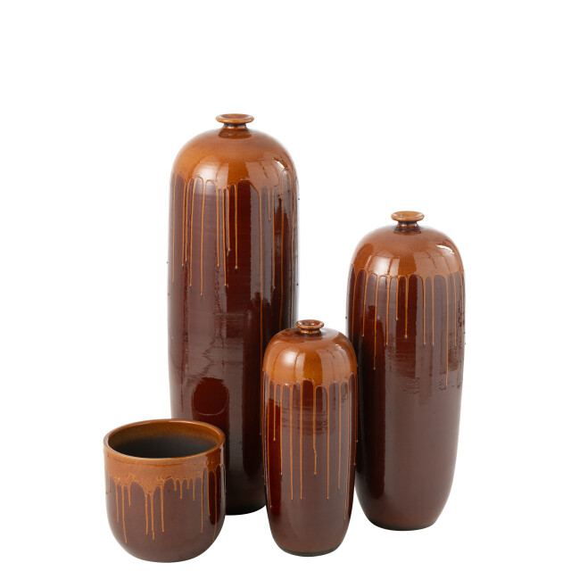 J-Line bloempot lee terra blinkend /oranje 28x28x26cm 3010013 large