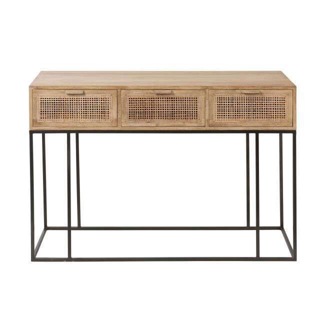 J-Line console 3laden geweven riet mangohout 120x42x80cm 3003521 large