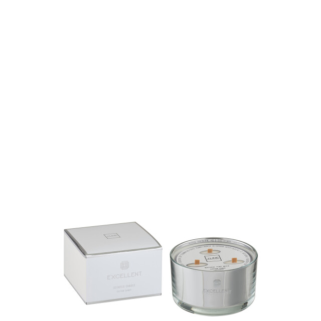J-Line geurkaars excellent cotton candy zilver large-40uur 14x13.5x9cm 3015526 large
