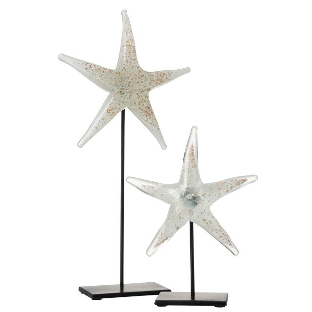 J-Line zeester op voet glas/ijzer /goud/zwart large 21x8x42cm 3011111 large