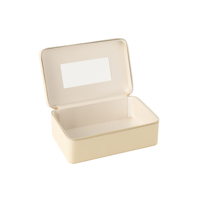 J-Line cosmetica doos rechthoek+spiegel kunstleder 30x19x12cm 3009770 large