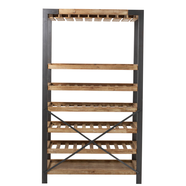 J-Line wijnrek 50 flessen+glazen hout/metaal 114x38x188cm 3003519 large