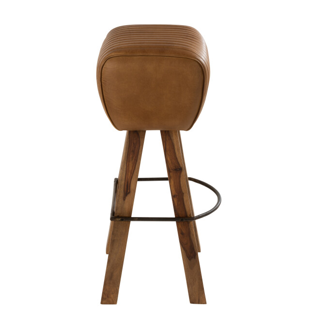 J-Line kruk gym leder/mango hout camel/naturel 43x37x75cm 3002823 large