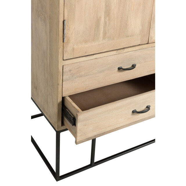 J-Line kast 3deuren+4laden geweven riet mangohout 115x45x175.5cm 3003523 large