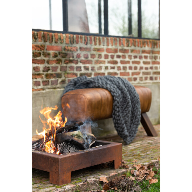 J-Line set van 2 vuurkorven metaal roest 70x70x24.5cm 3015513 large