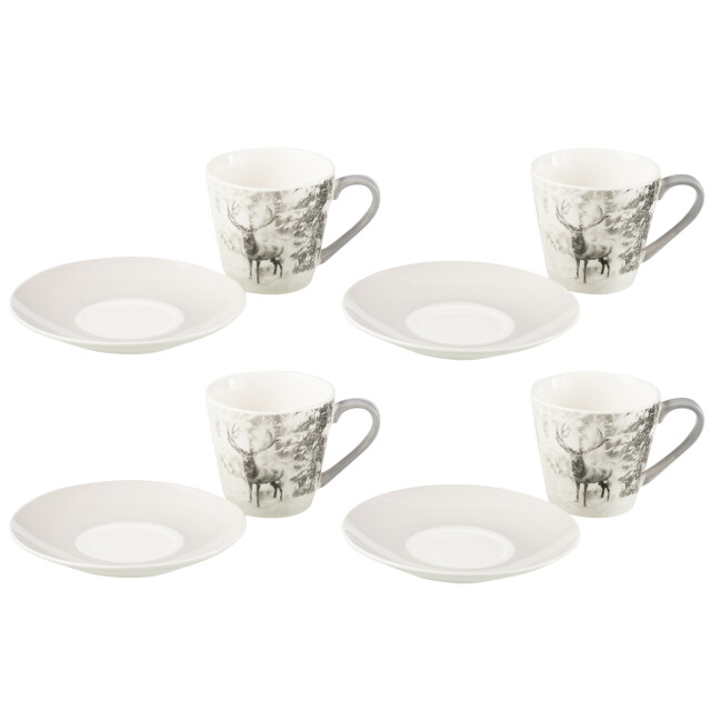 J-Line doos 4 thetassen + schotels rendier cadeaudoos keramiek large - 3015472 large