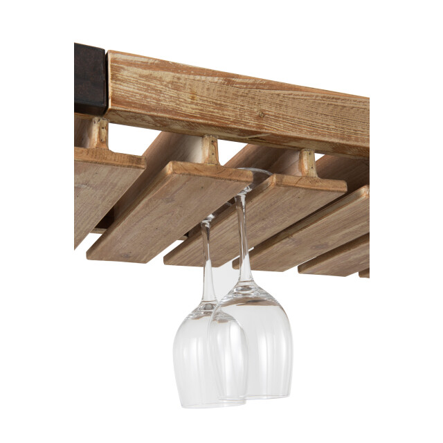 J-Line wijnrek 50 flessen+glazen hout/metaal 114x38x188cm 3003519 large