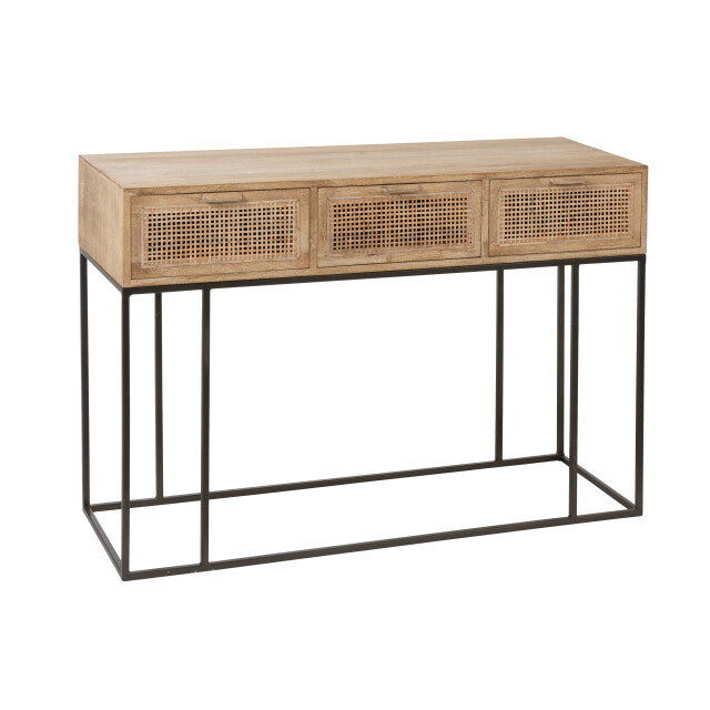 J-Line console 3laden geweven riet mangohout 120x42x80cm 3003521 large