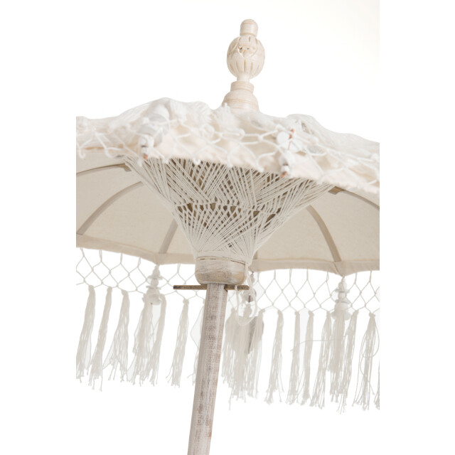 J-Line parasol+voet+kwast katoen/hout creme/zilver small 50x50x90.5cm 3003321 large