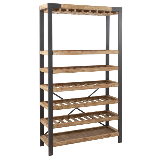 J-Line wijnrek 50 flessen+glazen hout/metaal 114x38x188cm 3003519 large