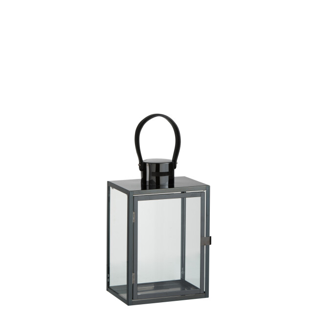 J-Line lantaarn rechth metaal/glas zwart 20x15.5x44cm 3003372 large