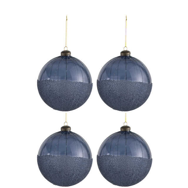 J-Line doos van 4 kerstbal parels glas large 12x12x12cm 3010932 large