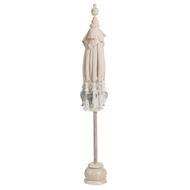 J-Line parasol+voet+kwast katoen/hout creme/zilver small 50x50x90.5cm 3003321 large