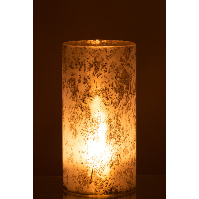 J-Line theelichthouder rond glas sneeuw extralarge 17.5x17.5x35cm 3013910 large