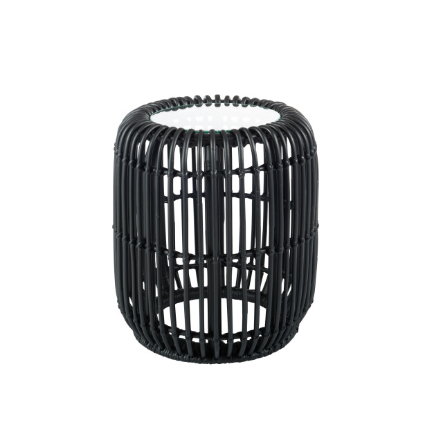 J-Line bijzettafel rond rotan/glas mat 35x35x45cm 3003122 large