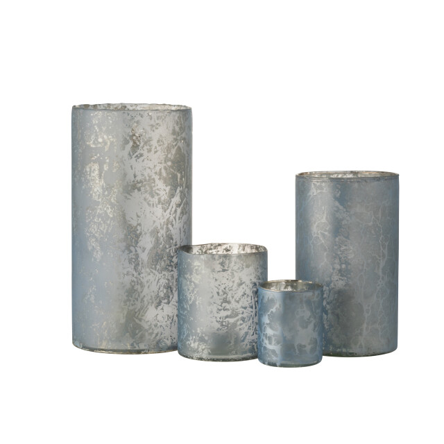 J-Line theelichthouder rond glas sneeuw extralarge 17.5x17.5x35cm 3013910 large