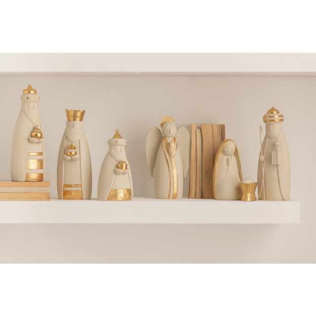 J-Line kerststal 7delig resine wit/goud 73x8.5x28cm 3015475 large