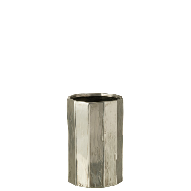 J-Line bloempot ary klei zilver large 20x20x30cm 3008986 large