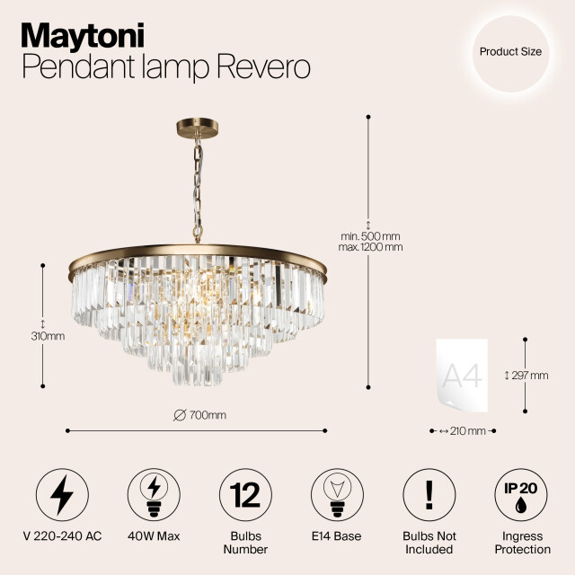 Maytoni hanglamp revero messing Ø70 2994803 large