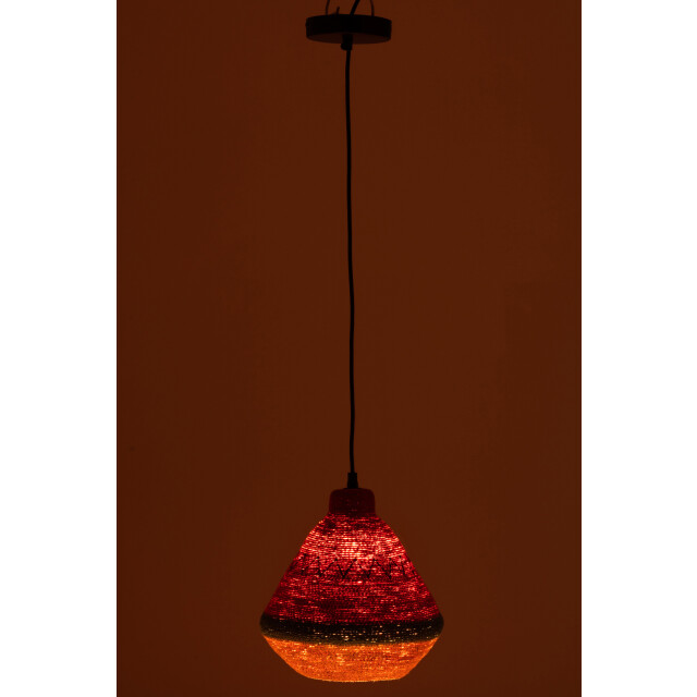 J-Line hangende lamp strepen+zigzag bovenkant zeegras mix 25x25x27cm 3002117 large