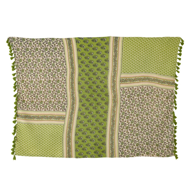 J-Line plaid/strand mat bloemen katoen 130x180x1cm 3002111 large
