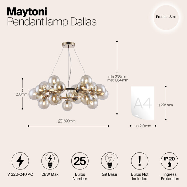 Maytoni hanglamp dallas - Ø69 2994663 large
