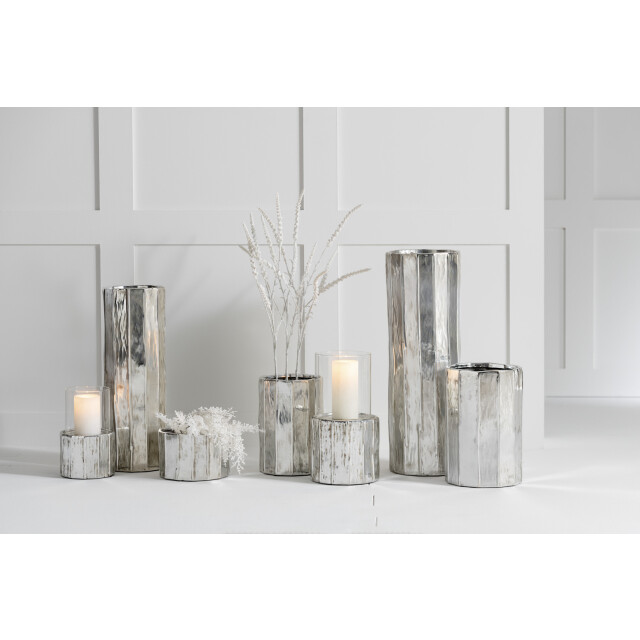 J-Line bloempot ary klei zilver large 20x20x30cm 3008986 large